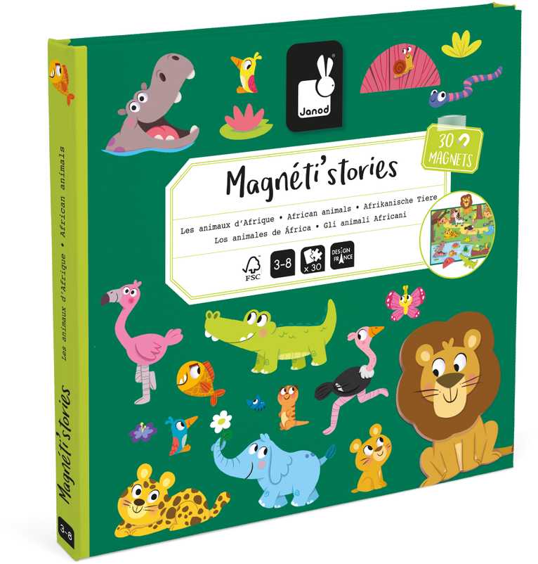 Magnetinė knyga - dėlionė Janod African Animals